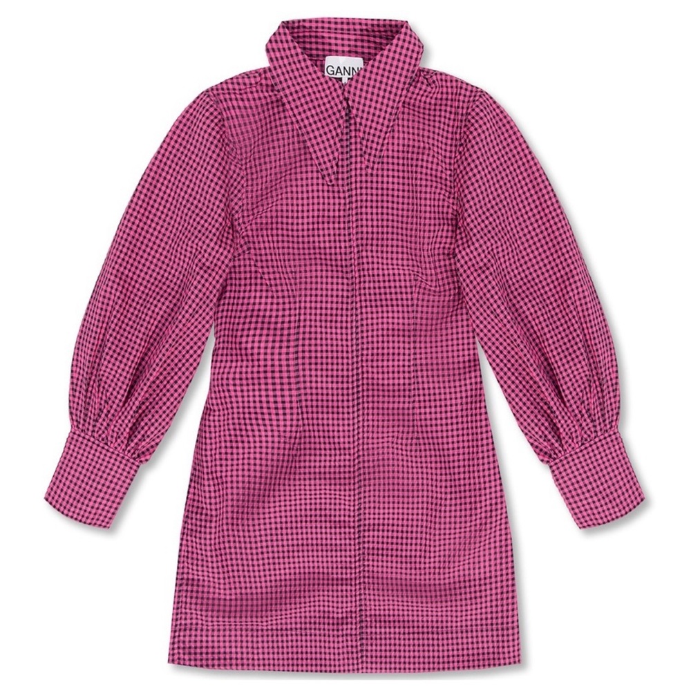 Ganni pink gingham dress